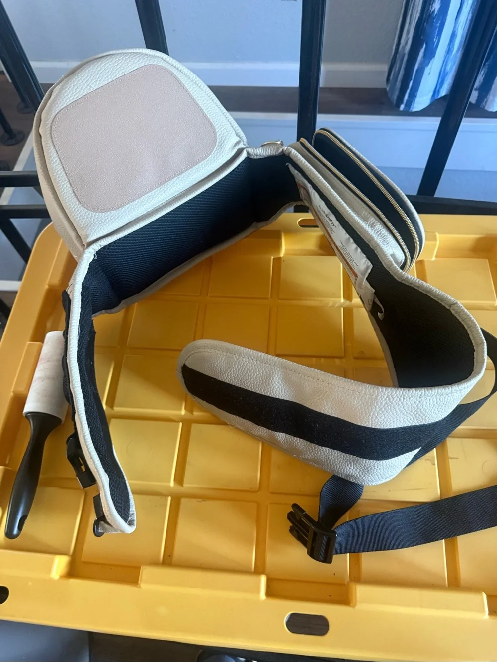 Tushbaby Cream Pebbled Leather Baby Bag